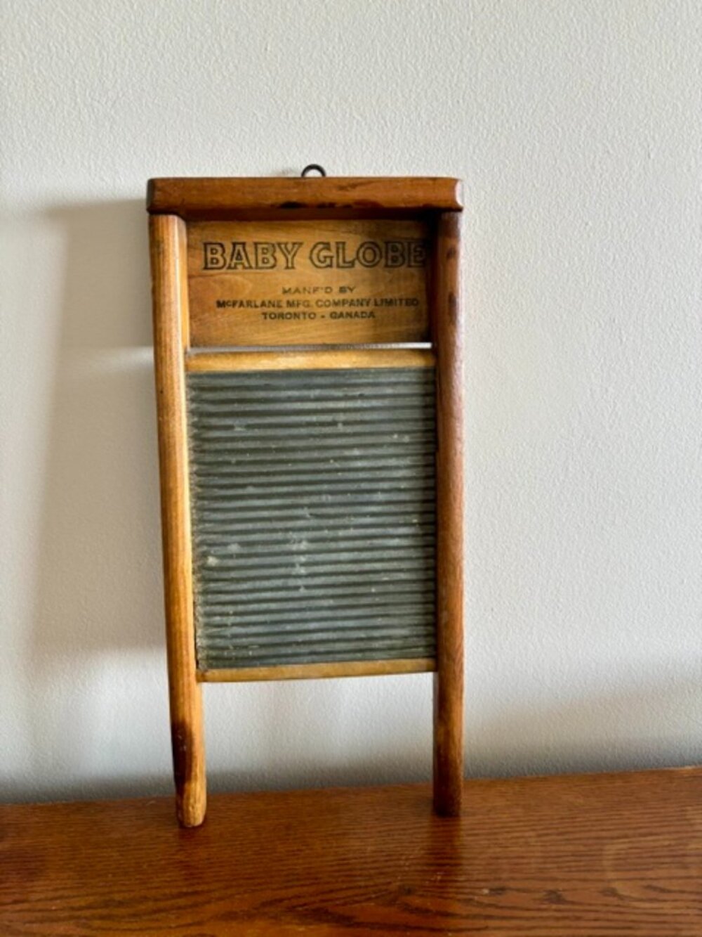 Vintage Baby Globe Washboard - perfect for laundry room decor